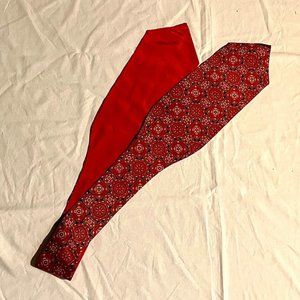 Vintage Ashear Silk Red Patterned Bowtie Scarf